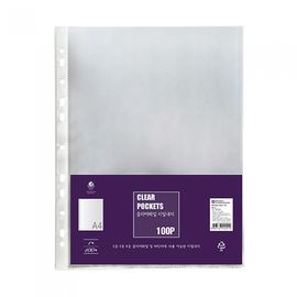 Munhwa File F420-7S4 Bulk Pack A4 Clear Refill Sleeves Anti Glare Protection 100 Sheets Made in Korea